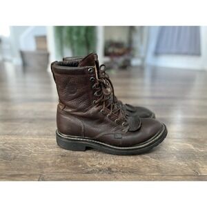 Justin Original Work Boots‎ Brown Leather Men's Size 8.5 EE